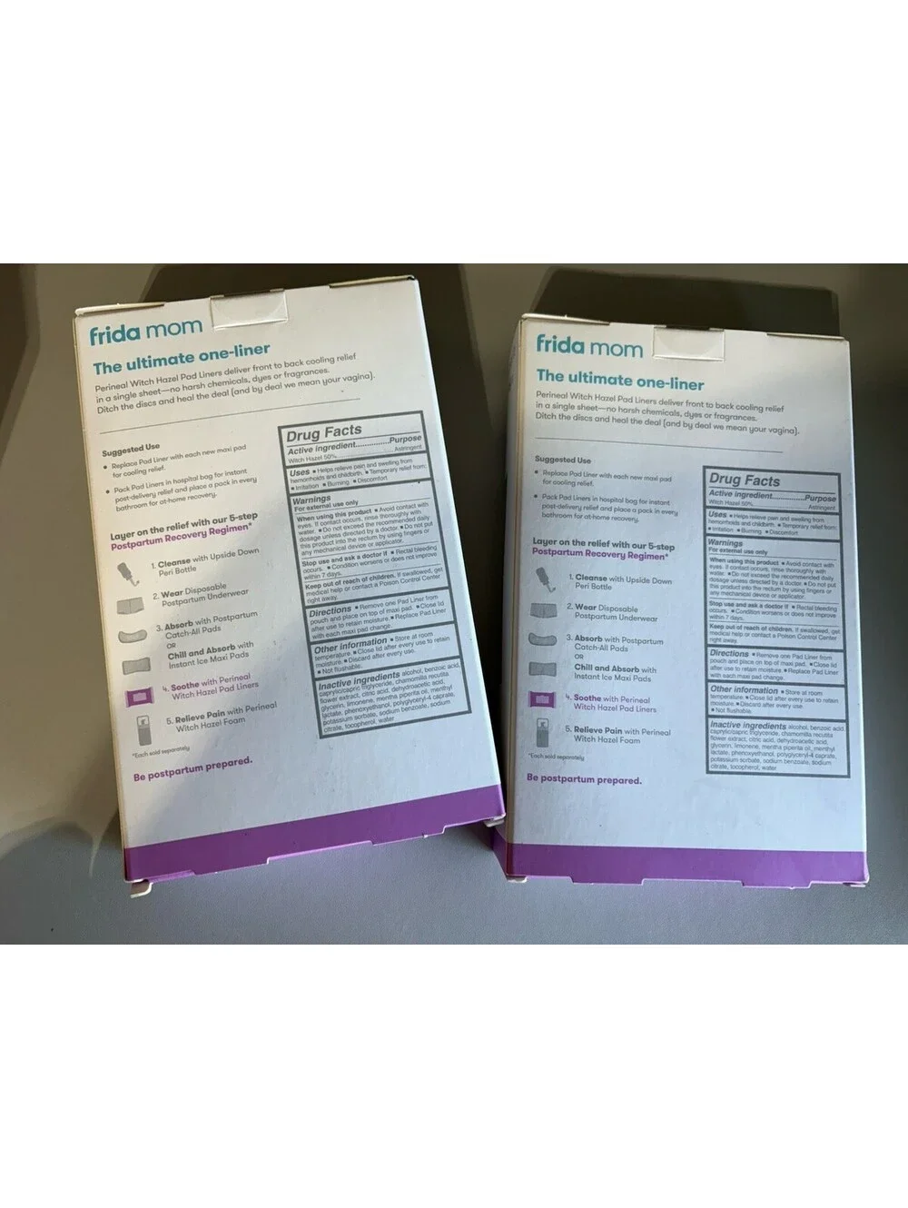 2 Packs of 24: Frida Mom Perineal Witch Hazel Cooling Pad Liners